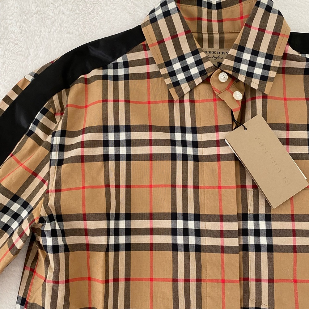 NWT Burberry Satin Stripe Vintage Check Shirt - Picture 3 of 16